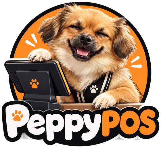 PeppyPOS mascot at the counter